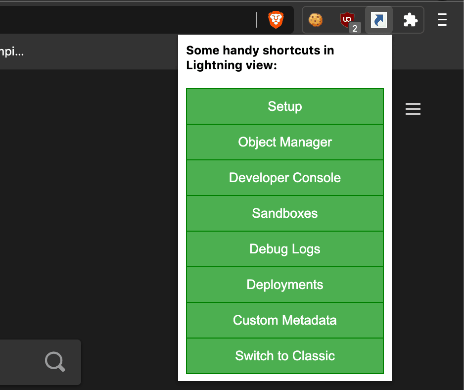Salesforce Lightning Shortcut screenshot